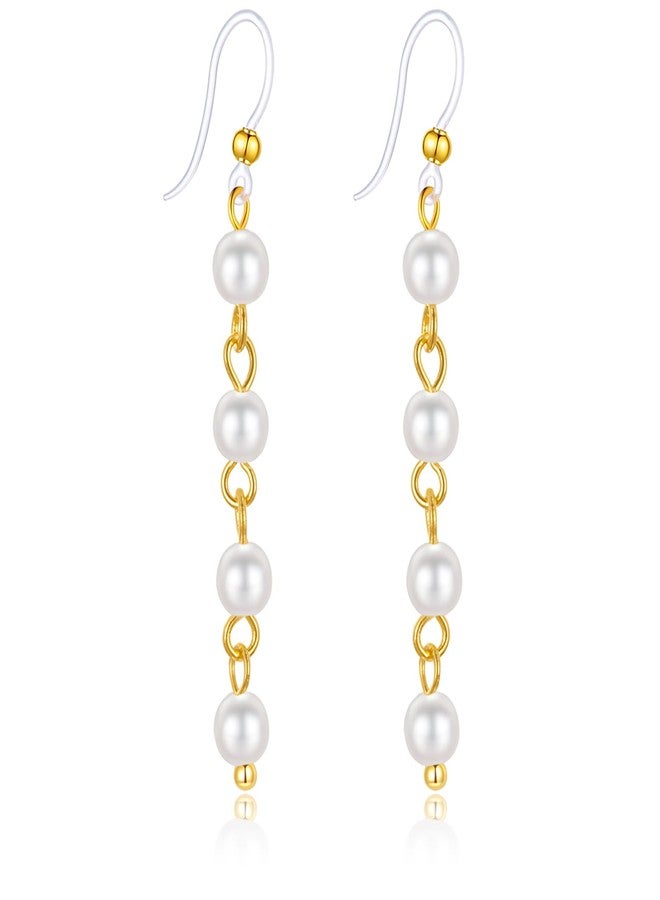 KMEOSCH Plastic Earrings, KMEOSCH Lightweight and Elegant Dangle 4 Small Pearls Earrings on Hypoallergenic Plastic Hooks for Sensitive Ears - Image 1
